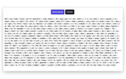 ReadAccelerate :: ReadAccelerate highlights first letters to improve reading fluency, focus, and pattern recognition, reducing cognitive effort.