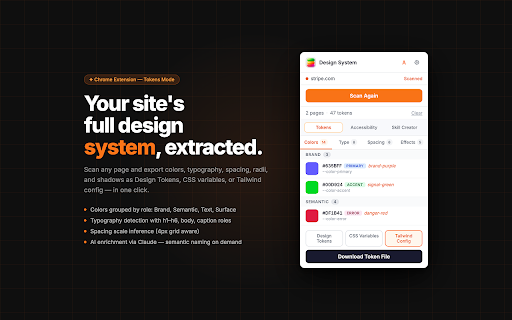 Design System Extractor :: Extract a complete design system from any website — colors, typography, spacing, shadows, and more