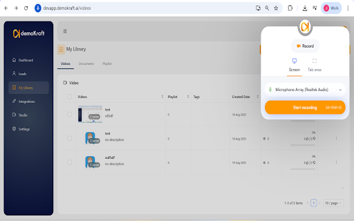 Demokraft AI- Screen recorder Tool. :: Demokraft AI Screen recording tool to record product videos and enhance it with AI to make it professional, studio quality videos.