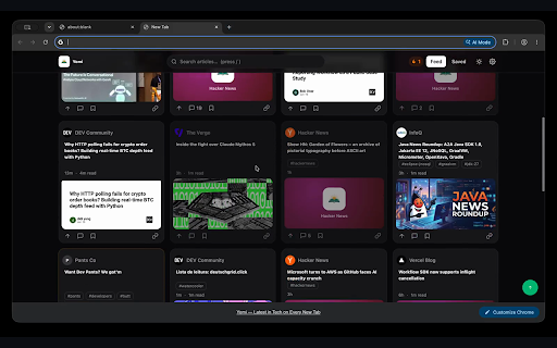 Yomi — Latest in Tech on Every New Tab :: An open, community-friendly feed of the latest tech articles on every new tab. Aggregated from hundreds of developer blogs.