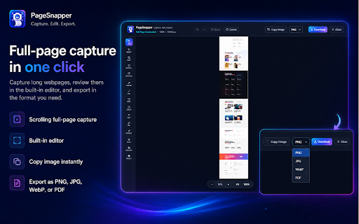 PageSnapper: Capture, Edit & Export :: Capture full pages, selected areas, elements, and visible screens. Edit, redact, compose, and export locally.