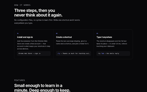 Shortcuts — Text Expander :: Create text snippets and expand them with shortcuts on any website.