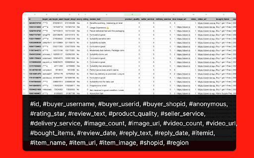 Shopee Reviews Scraper - Extract Shopee Reviews to CSV/Excel/JSON :: Scrape Shopee product reviews to CSV/Excel/JSON. Save Shopee reviews to your computer