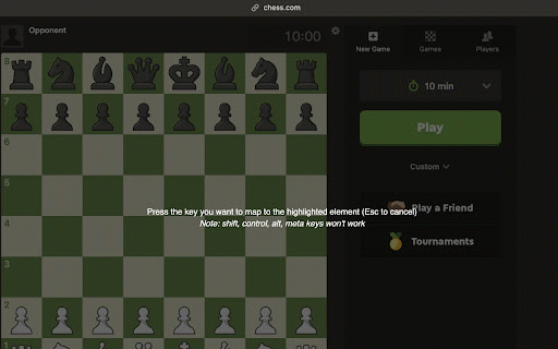 Tap-It :: Map keyboard keys to click elements on specific websites.