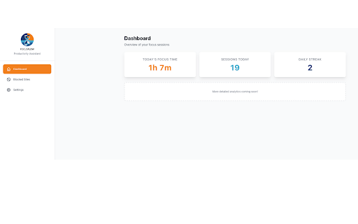 Focus&Block: Pomodoro timer, automatic site blocking & focus tracking :: Simple, no-nonsense productivity: Pomodoro timers, automatic site blocking, and focus tracking. Stay in the zone with FocusFlow.