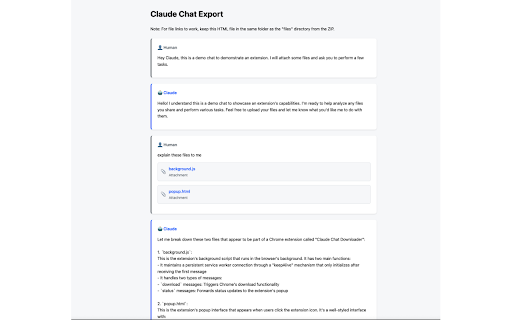 Claude Chat Downloader :: Download chat history, including all files. Save in multiple formats including JSON, HTML, and Markdown.