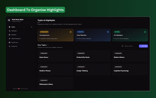 WebNoteMate - Web Highlighter & Notes for AI Tools :: Highlight web articles, take notes, and streamline your research workflow with ChatGPT, Gemini, and other AI tools