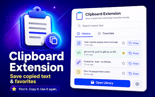 Clipboard Extension :: Use Clipboard Extension to save clipboard history, manage clips in a clipboard app, and improve copy and paste app workflows.