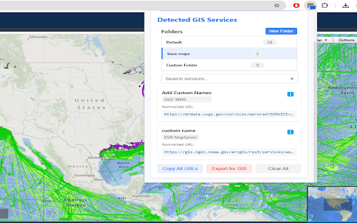 Geo Hound :: Automatically detect and save GIS services (WMS, WMTS, ESRI) as you browse, eliminating manual copying and network request searches.