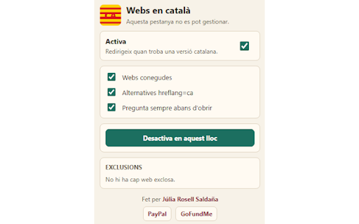Webs en català :: Redirigeix automàticament a la versió catalana de les webs quan existeix.