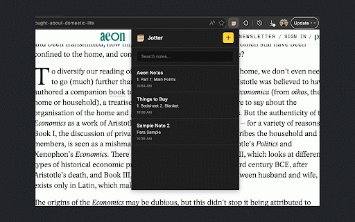 Jotter: Lightweight Quick Notes for Every Tab :: A beautiful, persistent notepad popup.