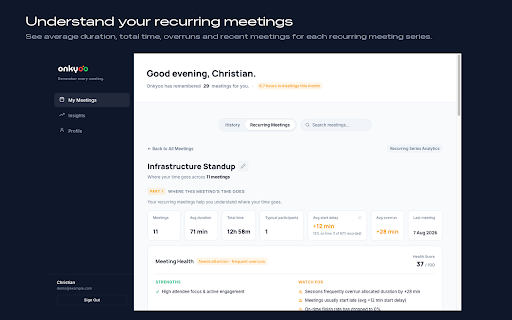 Onkyoo :: Meeting timer and tracker for Google Meet, Zoom and Teams