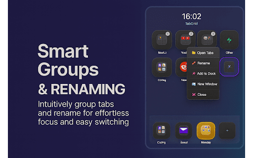 TabGrid - Tab Manager & Organizer :: TabGrid helps you organize, search, and manage your Chrome tabs with AI summaries, snapshots, and quick-access tools.