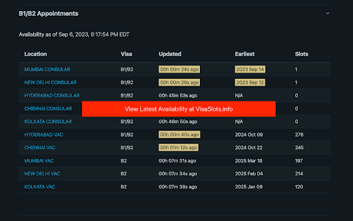 VisaSlots.info :: Crowdsourced Visa Slot Availability