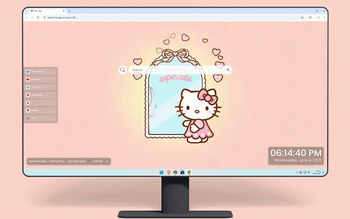 Hello Kitty Supercute Live Wallpaper :: Adorable Hello Kitty with mirror reflection and 'you look super cute' message on soft pink background.
