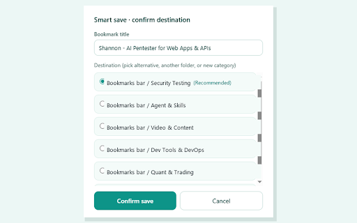 AI Bookmark Butler :: Lightweight AI layer on Chrome bookmarks: smart save, semantic search, batch curate. BYOK; zero network by default.