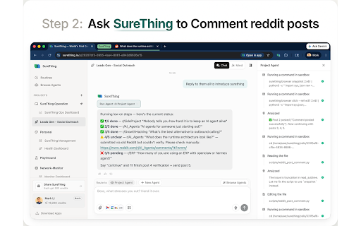SureThing Bridge :: Let SureThing AI agents drive your Chrome and complete web tasks on your behalf.