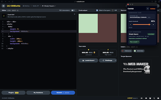 CssHub :: Sync CSSBattle submissions to GitHub