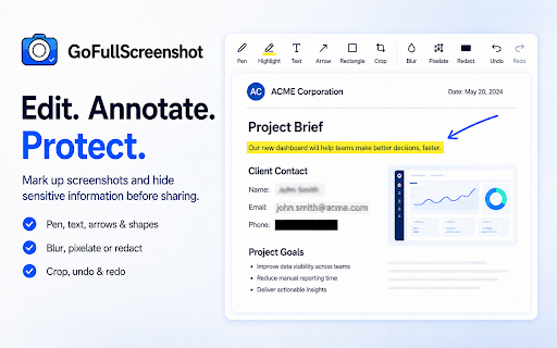 GoFullScreenshot: Full Page Screenshot :: Capture full pages, visible areas, or selected regions. Edit and export locally. No tracking, backend, or uploads.