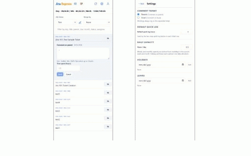 Jira Express :: Browse Jira issues, add comments, and log time from a Chrome side panel.