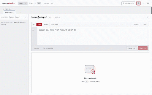 Salesforce Query Chains :: Query, inspect and edit Salesforce records with SOQL/SOSL, bulk-load data from a file, and explore schema, events and logs.