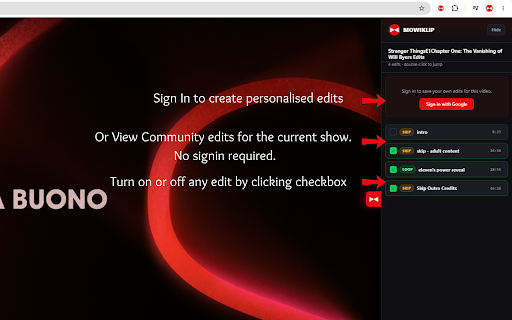 MowiKlip – Custom Scene Controls for Netflix :: Personalize Netflix with custom skip, mute, and loop controls. Explore community edits or create and share your own.