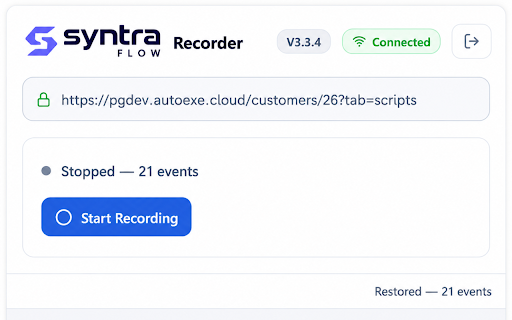 SyntraFlow Recorder :: Record user interactions on any website and export them as Playwright test scripts