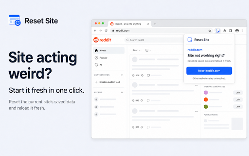 Reset Site :: Reset the current website without clearing data from other websites.
