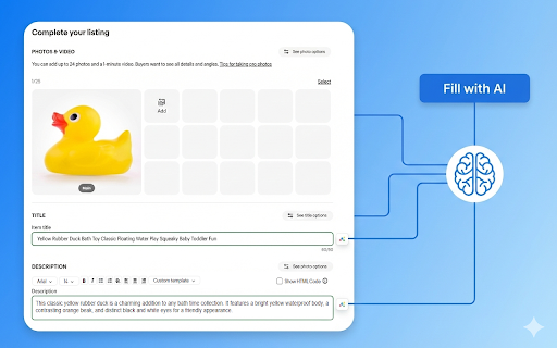 eBay Listing AI :: Fills Item Specific, Title, and Description fields on eBay listings from your product image with AI.