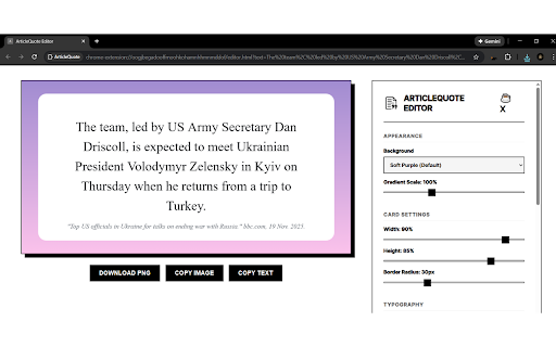 ArticleQuote :: Create beautiful, shareable quote images from text on any webpage.