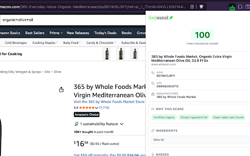 FinelySourced — Clean Ingredient Scanner :: See if a product is seed-oil-free, non-GMO, and free of artificial additives before you buy it on Amazon.