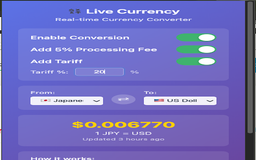 Live Currency Converter (JPY to USD) :: Real-time currency conversion from Japanese Yen to US Dollar as you type