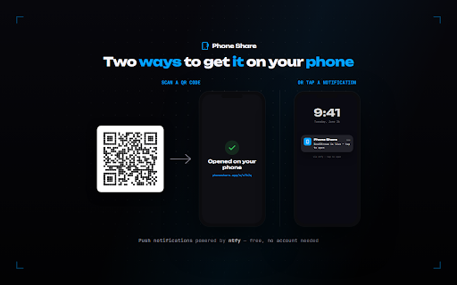 Phone Share :: Instantly share browser tabs to your phone via QR codes. Works standalone or with the Phone Share Stream Deck plugin.