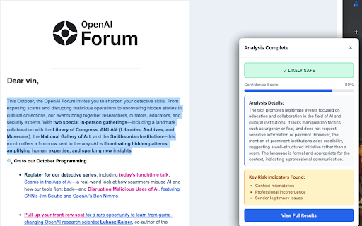 DeepBlocker Light :: Instantly analyze suspicious text with AI-powered scam detection. Right-click any text to check for fraud indicators.