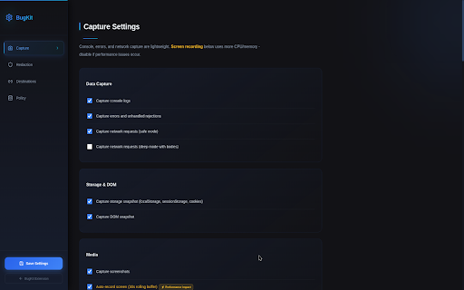 BugKit - Visual Bug Reporting & Session Replay :: The privacy-first bug reporting dashcam. Auto-capture screen, console logs, and network requests for faster debugging.