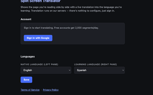 Split Screen Translator :: Read two languages at once with a side-by-side bilingual translation layout.