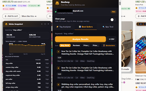 BeeSerp: Etsy Seller Toolkit :: See real search volume, SEO scores, sales estimates and competitor tags right on Etsy. Free tag research, no account needed.