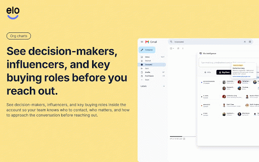 EloAI :: Sales intelligence in Gmail and on LinkedIn profiles: compose assistant, insights dashboard, and company/person context.
