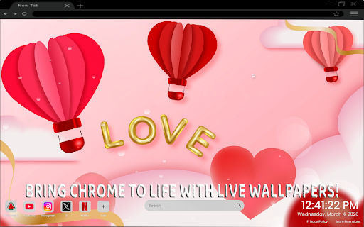 Valentine’s Day: A Romantic Glow Live Wallpaper :: Celebrate love and warmth with a soft romantic glow in this Valentine’s Day live wallpaper for your Chrome new tab.