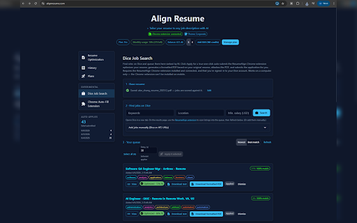 ResumeAlign Autofill :: Auto-applies to jobs: fills the form, attaches your tailored résumé, and walks the application through Submit. Includes mass-apply.