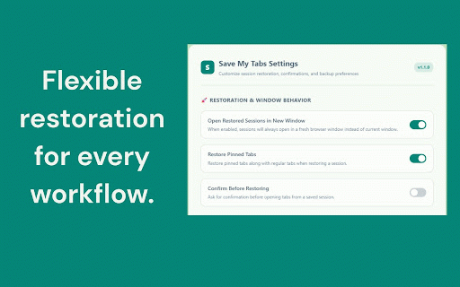 Save My Tabs - Tab Session Manager :: Privacy-focused offline session manager. Save, organize, search, and restore tab groups with one click.
