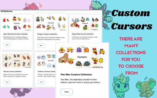 Custom Cursor - Fun & Animated Cursors for Chrome :: Custom Cursor lets you change your boring mouse pointer into something amazing. Choose from thousands of animated, cute, and fun…