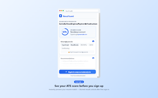 ResuFluent AI :: AI-powered job application assistant that analyzes job postings and tailors your resume to match requirements on job websites