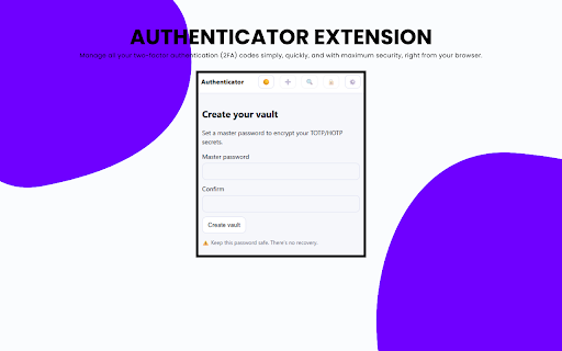 Authenticator Extension :: Securely generates TOTP Time-based One-Time Password, HOTP HMAC-based One-Time Password codes, featuring a QR import function.
