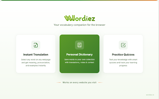 Wordiez :: Learn new words while browsing the web.