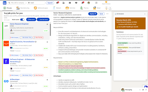 RoleVision :: AI job-search copilot for LinkedIn: hide noise, score fit, analyze vs resume