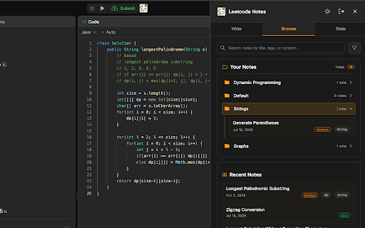 Leetcode Notes :: Take comprehensive notes for LeetCode problems with auto-save, themes, and cross-session sync.