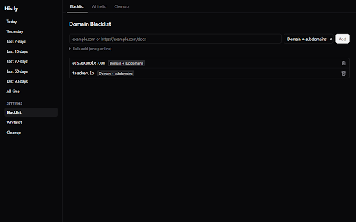 Histly - History Manager :: Search, filter, and clean up your browsing history.
