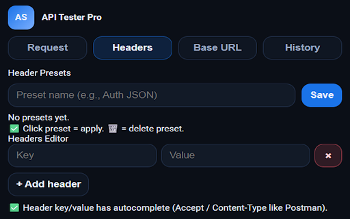 TestAPI Tool :: Lightweight API testing tool with requests, headers, environments, history, and response viewer.