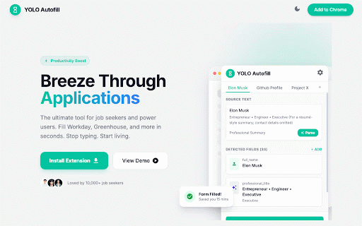 YOLO Autofill — AI Form Agent :: You Only Live Once. Boosted by JEV. Fewer forms. More life.